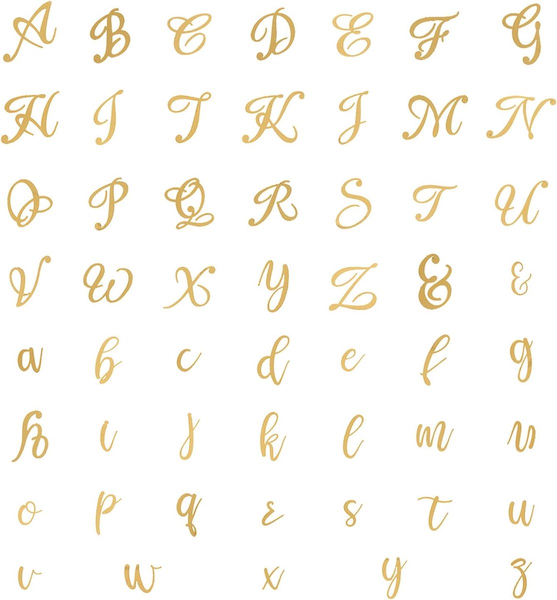 54 stuks letters A-Z cakedecoratie hoofd- en kleine letters decoratie spiegel acryl goud dikte 1 mm Geschikt voor bruiloft, verjaardag, feest