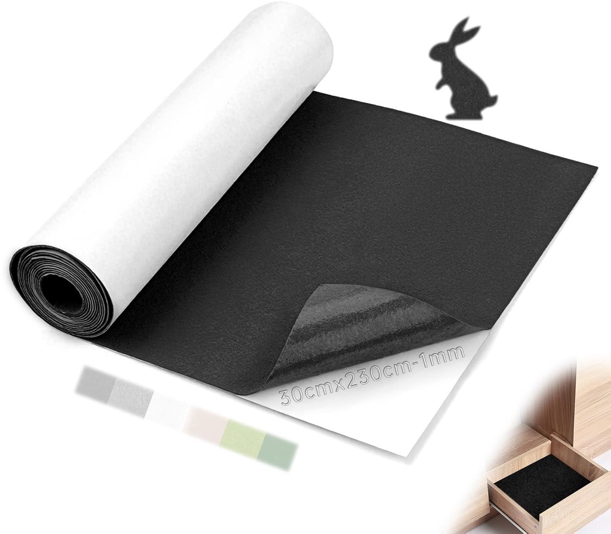 Viltlijm, 1 mm, zelfklevend, voor auto, 230 x 30 cm, fluweel, zwart, voor stoelleggen, geschenkdozen, caravandakbekleding, meubels, laden