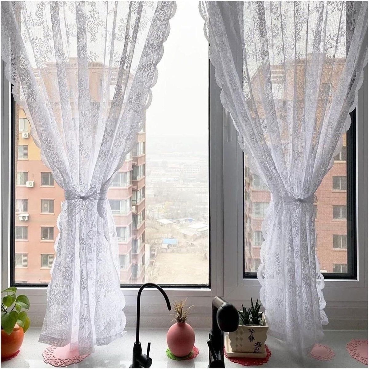 Voile Gordijnen - Vitrage Panelen - Licht Filteren - Ademend Polyester - B 145*L 250cm - Wit