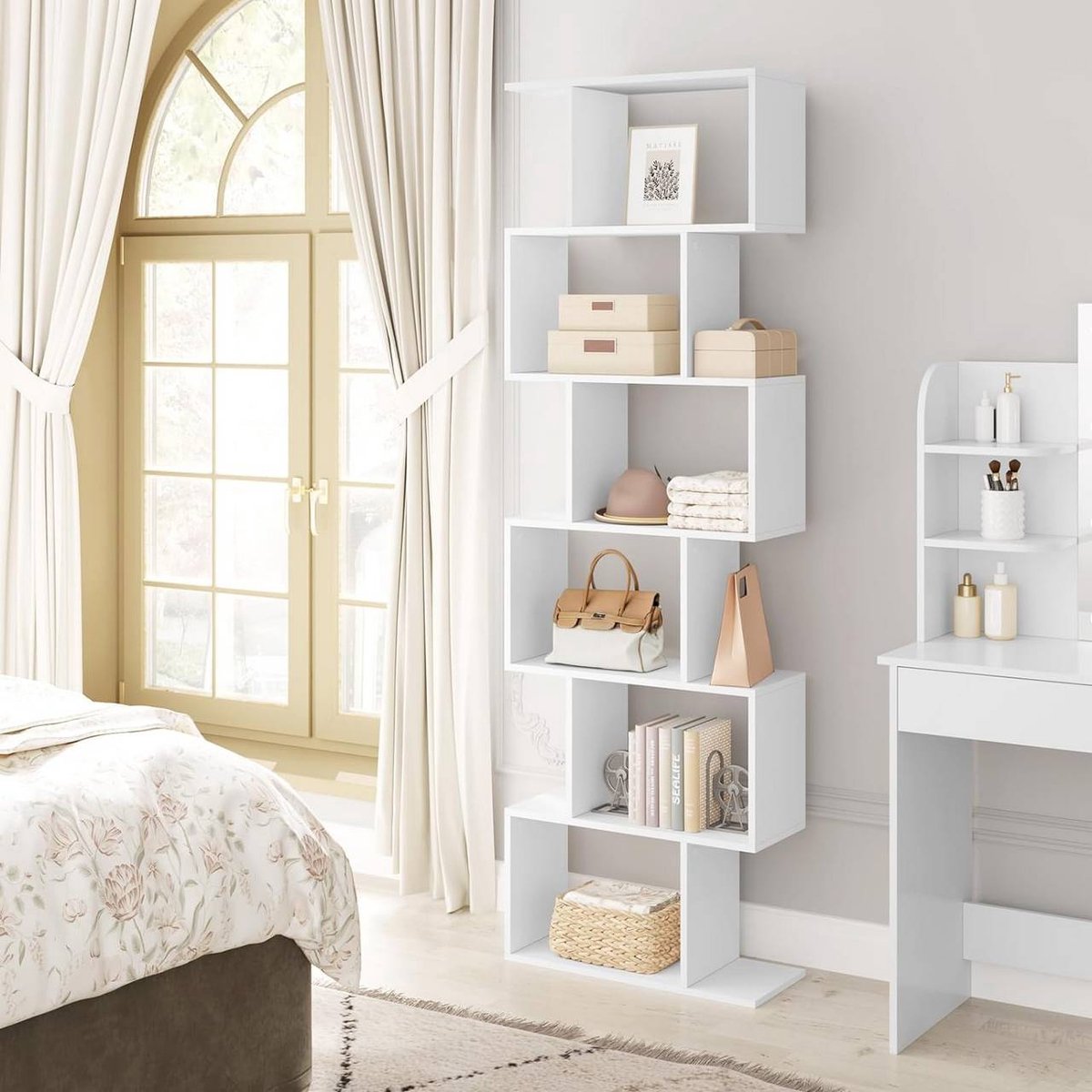 SureDeal® - boekenkast - 6 niveaus - Staande - Vorm - 60x24x189,5 cm - Wit