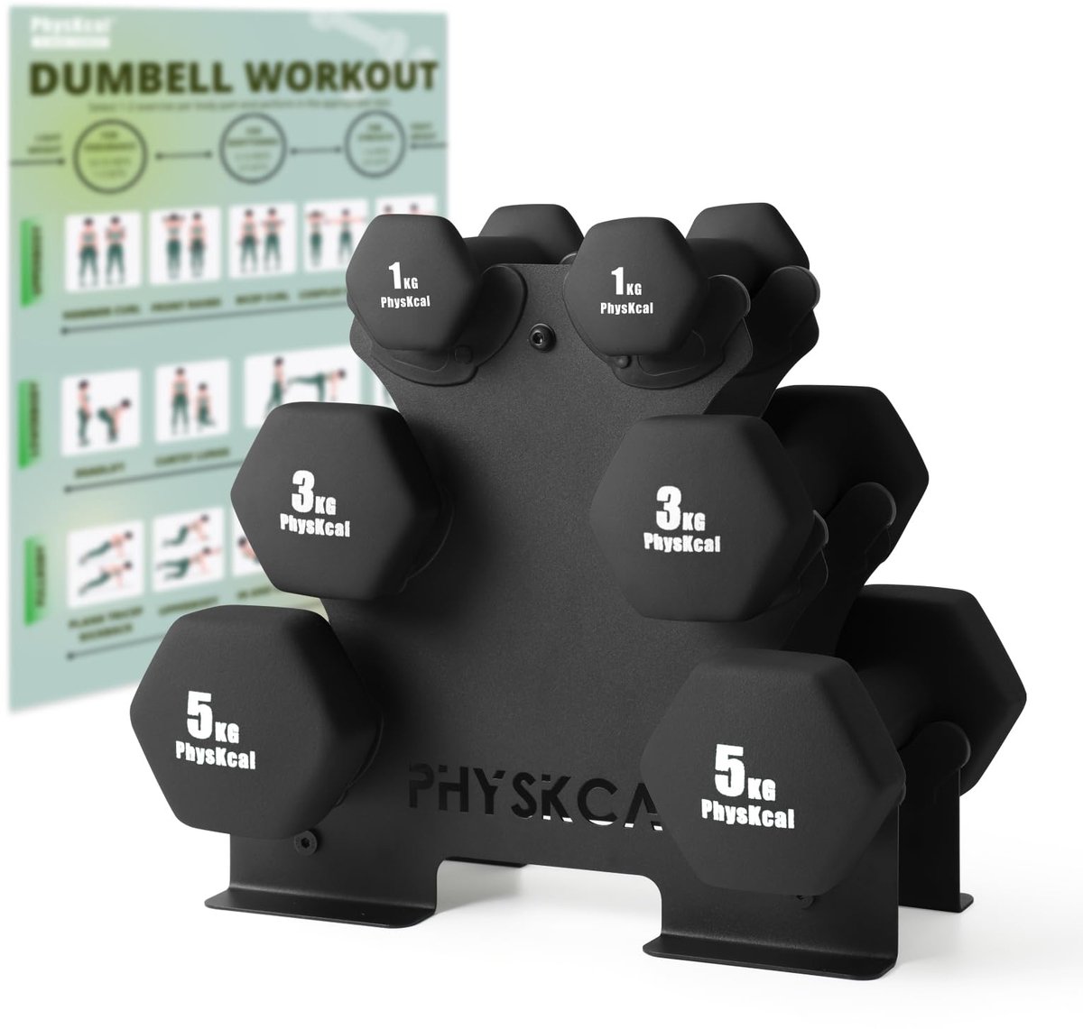 SnelShoppen - Halters Set van 6 voor Thuistraining - Neopreen Gewichten 2, 3 en 5 kg - Zwart - Ideaal voor Krachttraining, Fitness, en Thuis Workout
