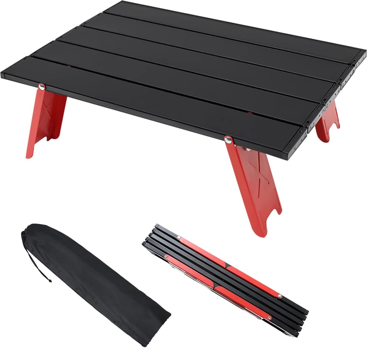 SnelShoppen - Kleine Opvouwbare Campingtafel Aluminium Lichtgewicht Draagbare Inklapbare Bijzettafel voor Picknick Strand Tuin BBQ Reizen
