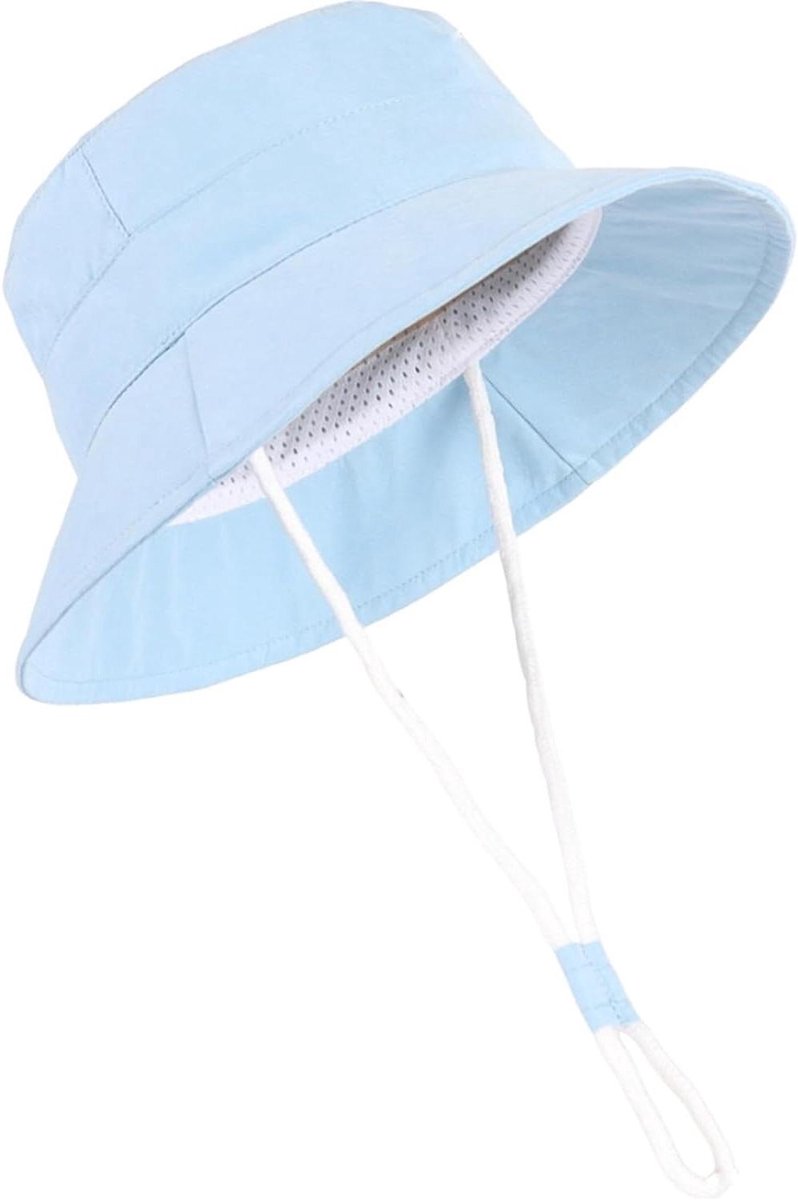 Zonnehoed Baby Meisjes - Zonneklep Peuters - Bescherming Tegen Zon - Brede Rand - 46-52 cm - Blauw