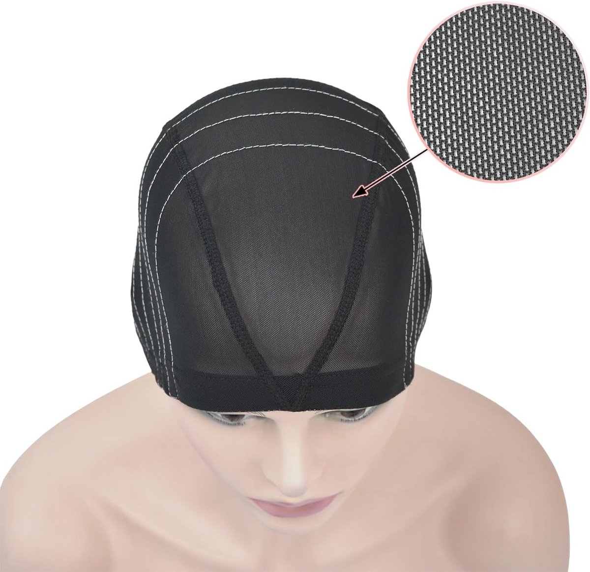 Dome Pruikbasis met Richtlijnenkaart voor Pruiken Maken - Rekbare Pruikdoppen voor Beginners (5x5 M)