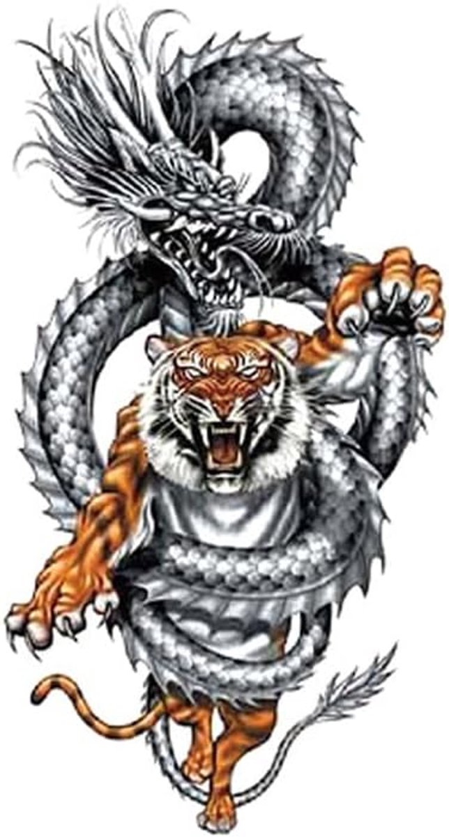 Tijdelijke Draak en Tijger Tattoo Neptattoo XQB (XQB080)