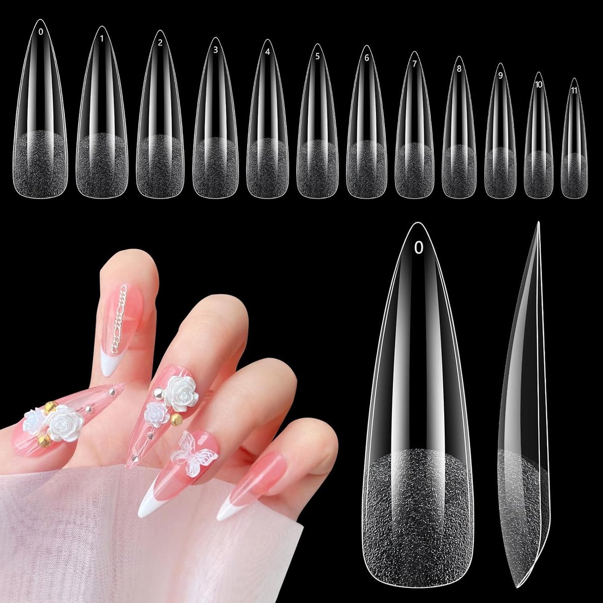 Stiletto Nagelcapsule: 240 Stuks Duurzame Volledige Dekking Nagelcapsules Voor Dames Meisjes - Lange Kunstnagels Gel Voor Salons - 12 Maten