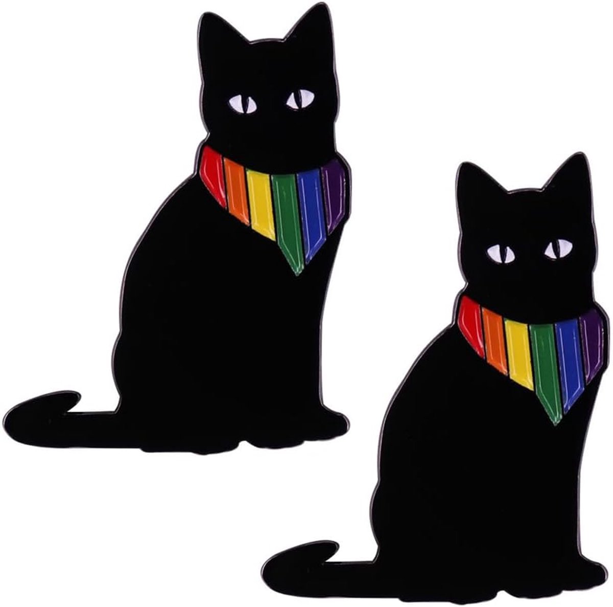 Pins, 2 stuks, emaille badge voor kleding, rugzak, accessoires LGBTQ+, accessoires Rainbow Friends, kattenpins, cadeau-idee voor de eerste maand (regenboog) (B)