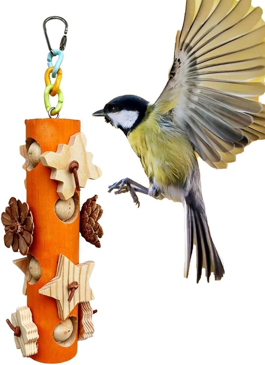 Vogel Kauwspeeltjes - Houten Knaagspeelgoed - Snavelonderhoud Bevorderen - Natuurlijk Hout - 264 cm - Oranje