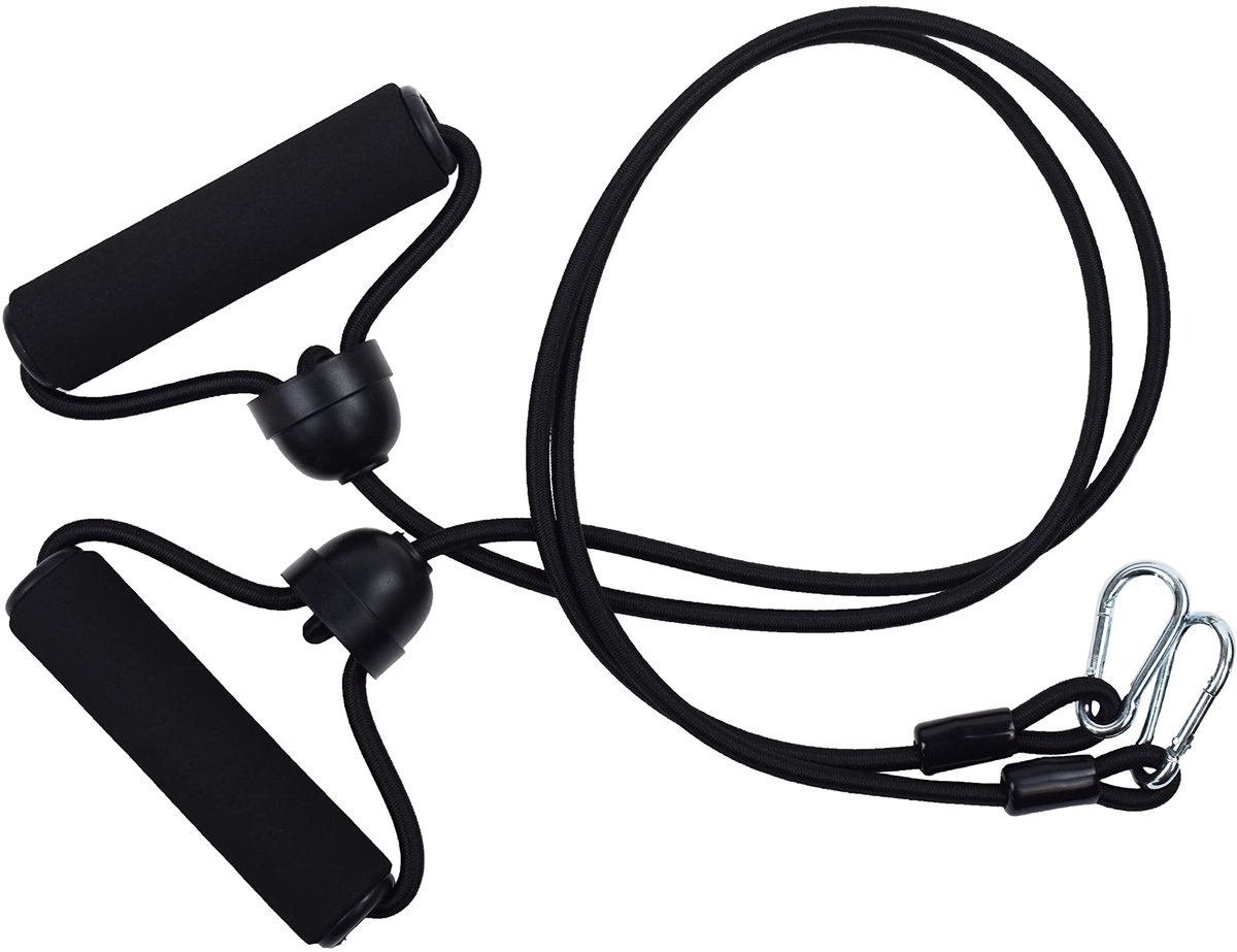Set van 2 elastische touwen voor trilplaat fitness (zwart)