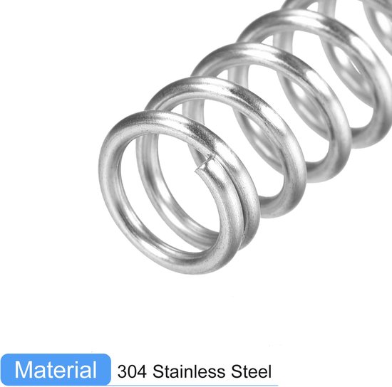 Drukveer, 5 stuks 304 roestvrij staal, 12 mm OD, 1,6 mm draadgrootte, 40 mm vrije lengte, zilverkleurig — afbeelding 3