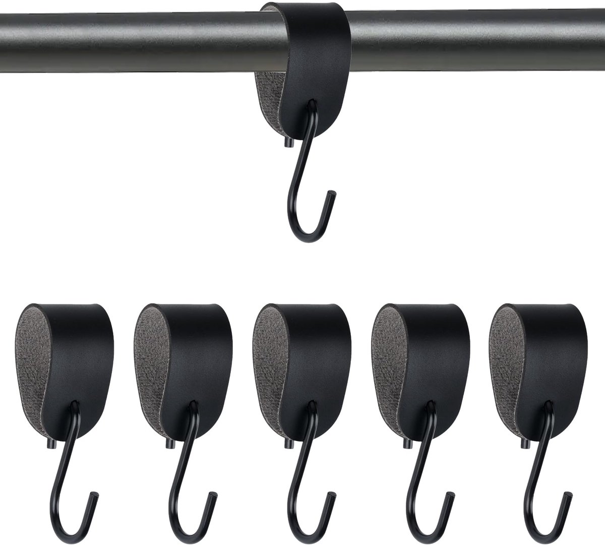 Haken om op te hangen, S-haak met leren lus, S-vormige haken, multifunctionele PU-lederen haken voor gebruiksvoorwerpen keuken, badkamer, slaapkamer, kantoor, camping, handdoek