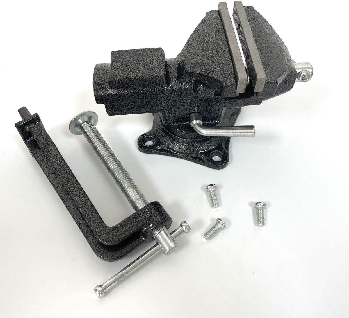 Draaibare tafelbankschroef, 2-in-1 dubbele combinatiebankschroef met snelverstelknop voor werkbank, doe-het-zelf handwerk (kaakbreedte 8,4 cm)