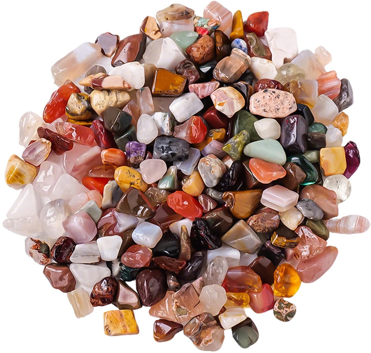 800 g kleurrijke stenen, 8-12 mm onregelmatige trommelstenen, natuurlijke halfedelstenen, kleine trommelstenen, voor aquarium- en bloempotdecoratie
