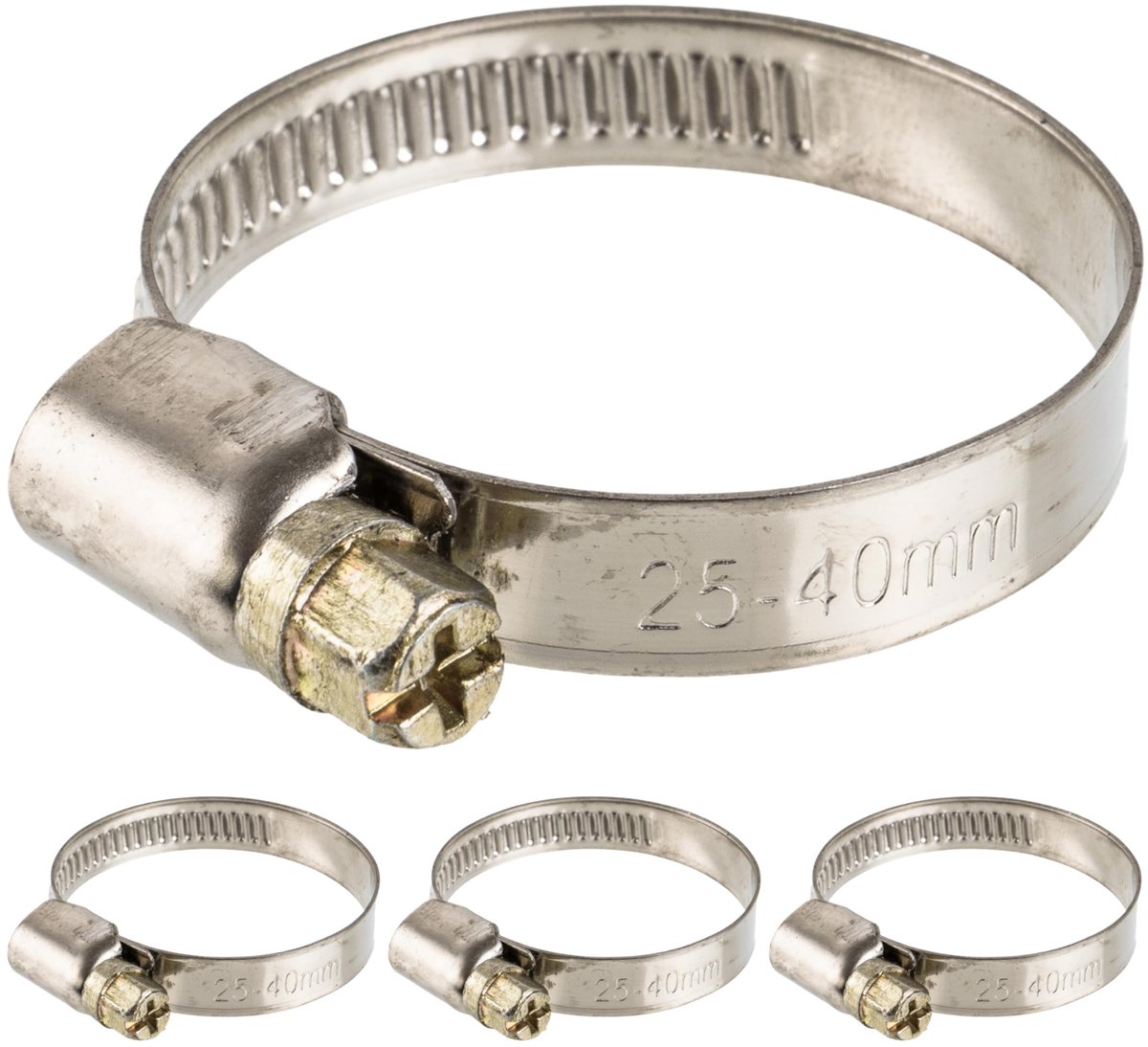 Slangklemmen, Slangklem met wormaandrijving, Klembereik 25-40 mm, set van 4 stuks, W2 roestvrij staal, Met kruisgleuf, 9 mm Bandbreedte, Buisklemmen voor wasmachine, Tuin, Vaatwasser, Zwembad