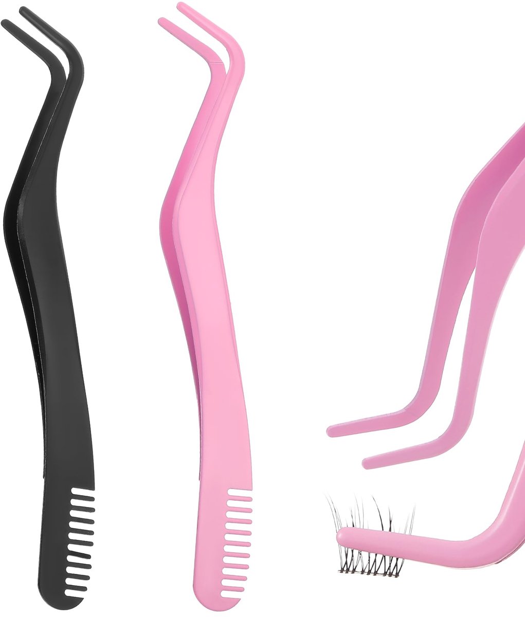 Wimpertang voor wimpers, wimperpincet met wimperkam en antislip handgreep van roestvrij staal, precisiepincet voor valse wimpers, individuele wimpers en ooglidtapes