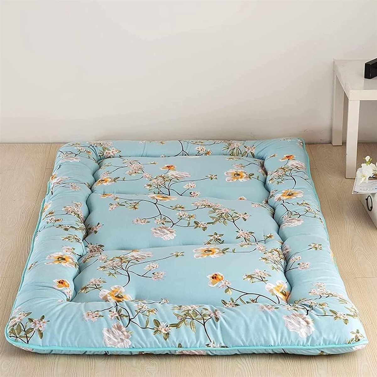 Japanse Futon Matras - Vloermatras Opvouwbaar - Comfortabel Slapen - Gelijkmatige Vulling - 100x200cm - Bloemenprint