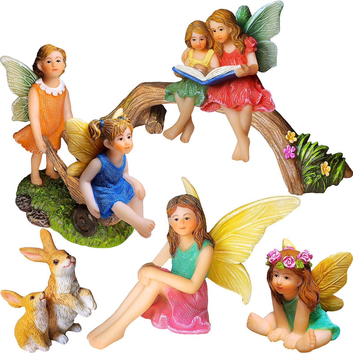 Fairy Garden - Miniatuur Familie Kit Beeldjes & Accessoires - Feeën Standbeeld Set van 6 stuks - Outdoor of House Decor