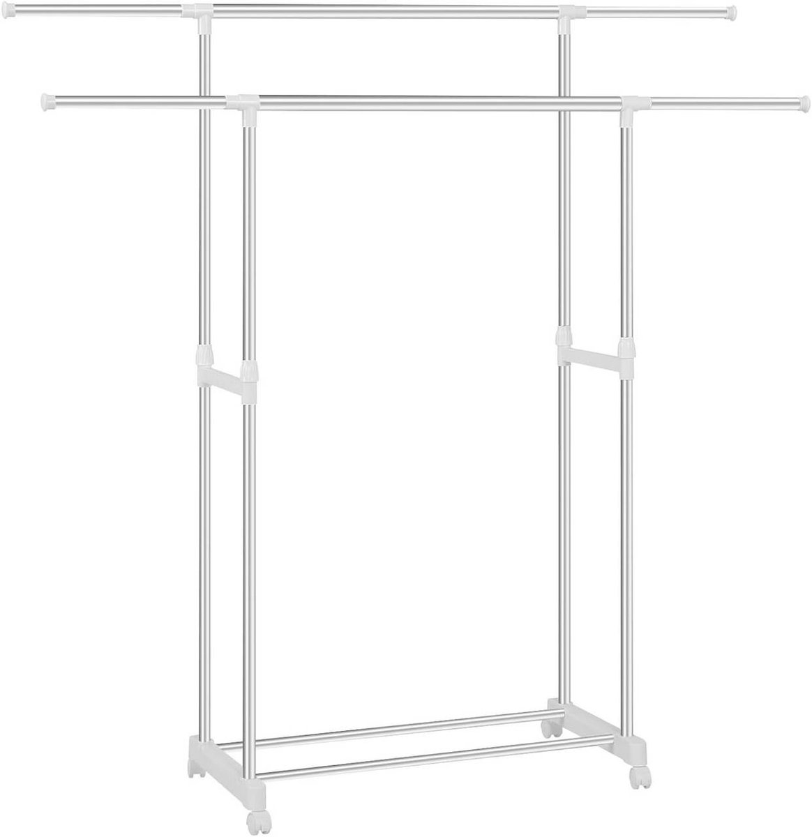 SureDeal® - kledingrek - Kledingroedewielen - Hoogte verstelbaar - Metaal - Zilverwit - 75,5x42x94 cm