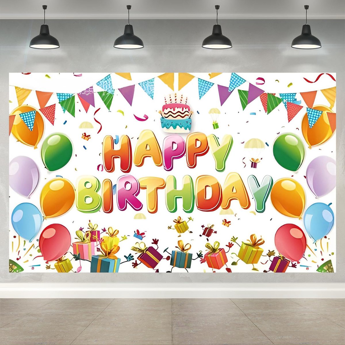 verjaardag decoraties achtergrond, verjaardag achtergrond teken, kleurrijke happy birthday banner, verjaardagsfeestje levert foto achtergrond voor meisjes jongens kinderen vrouwen mannen