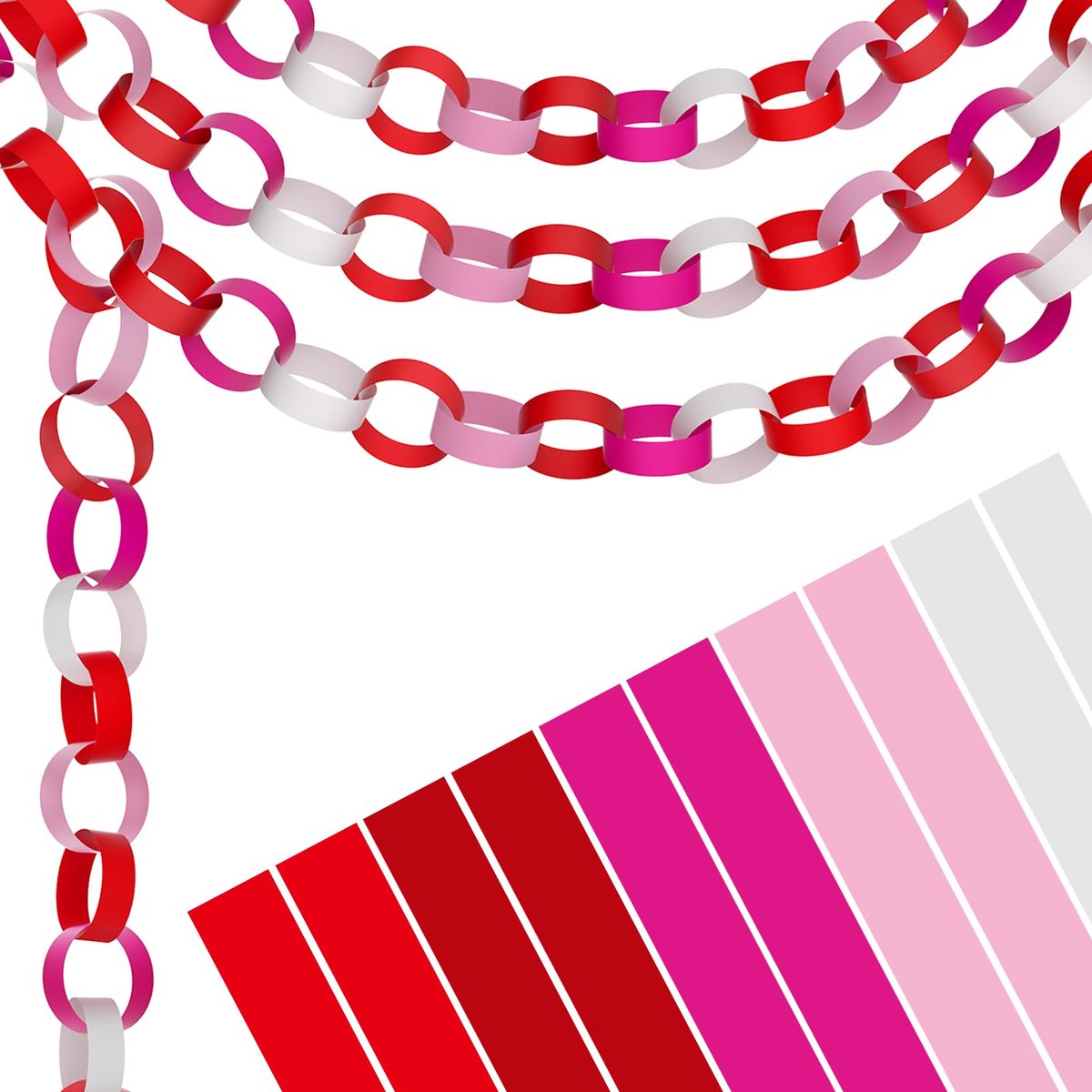 300 Papieren Kettingen Valentijnsdag Roze Gekleurde Papierstroken voor Knutselen DIY Feestdagen Feest Decoraties Benodigdheden