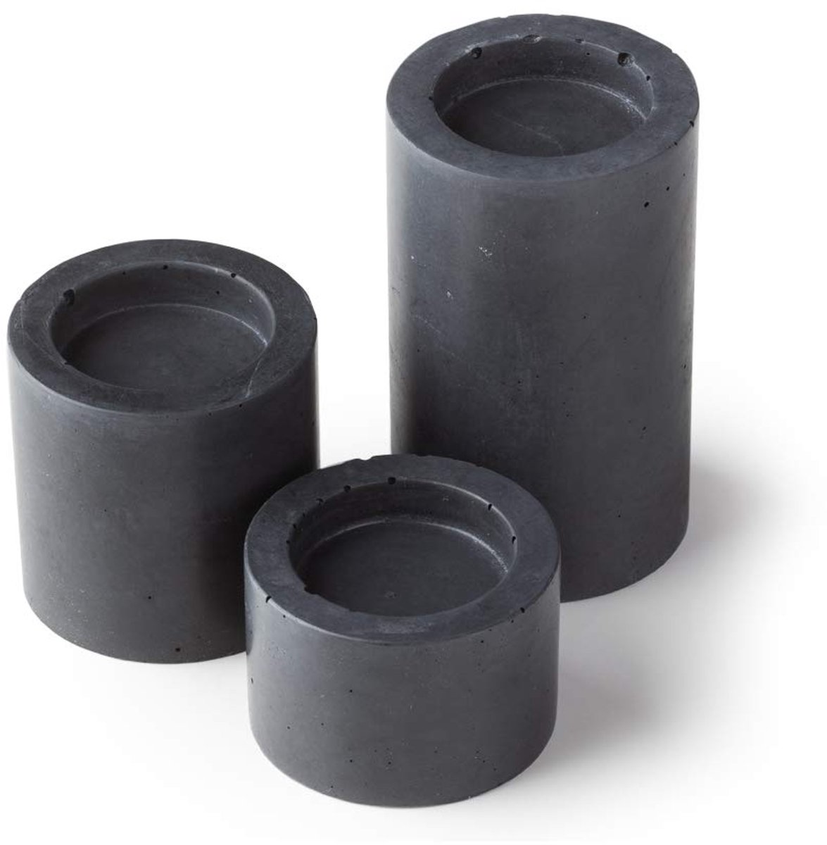 Kandelaar | handgemaakt product | antraciet beton kleur | drie stuks in set | duurzame betonmix
