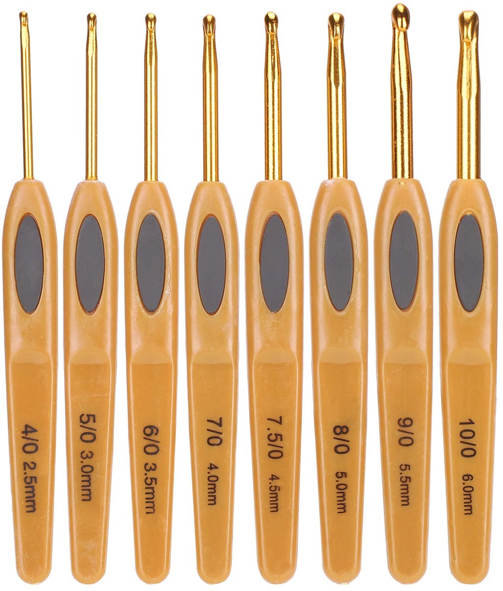 Haaknaaldenset, 2,5-6 Mm Haaknaald Breigereedschap Aluminium Haaknaalden Ergonomische Truinaalden met Bruin Plastic Handvat voor Kunstgaren Handcraft Shawl Sweater