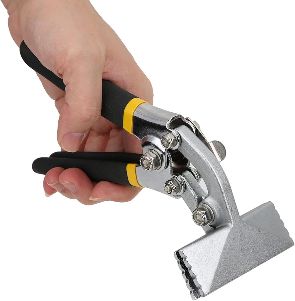 buigtang, rechte tang, handmatig buiggereedschap, afvlakklem, naaktang, antislip handgreep, naad om af te vlakken, buigen, vouwen, plaatstaal (gebogen)