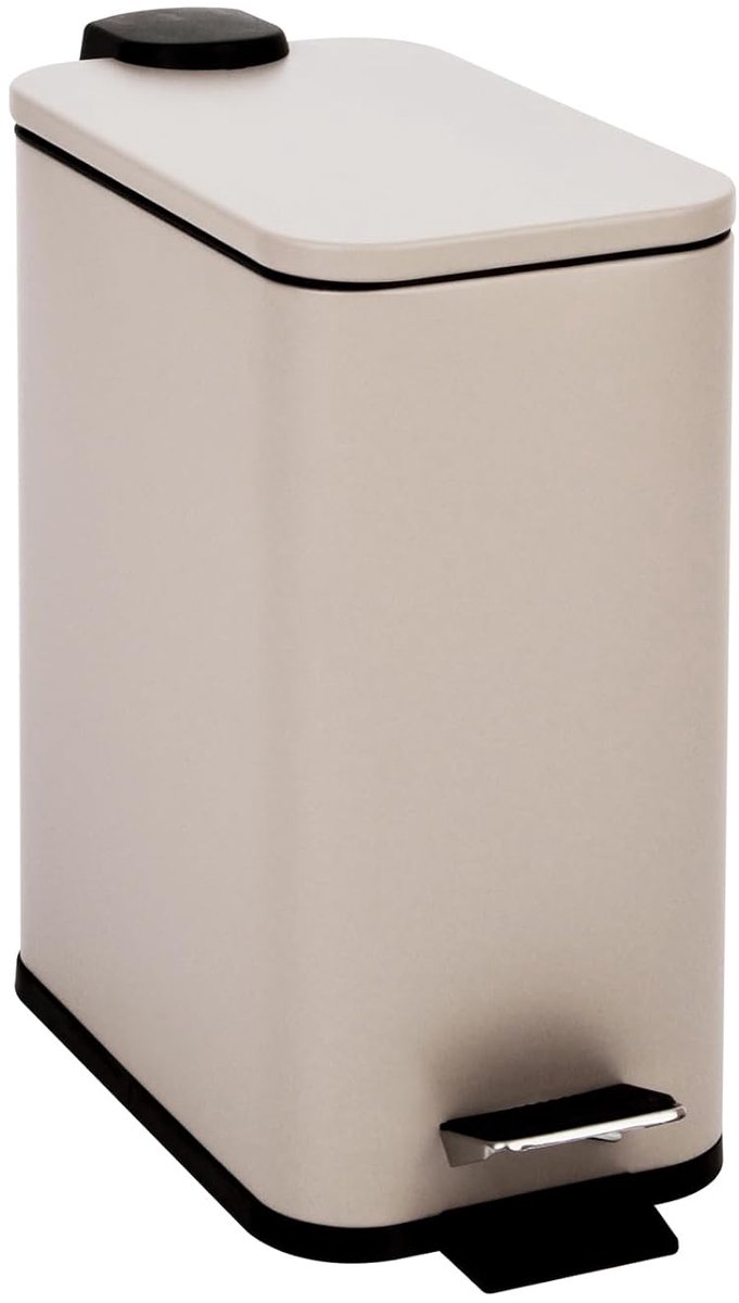 ST5 vuilnisemmer pedaalemmer pedaalemmer afvalemmer 5l incl. binnenemmer pedaalmechanisme softclose-deksel draaggreep rechthoekig taupe