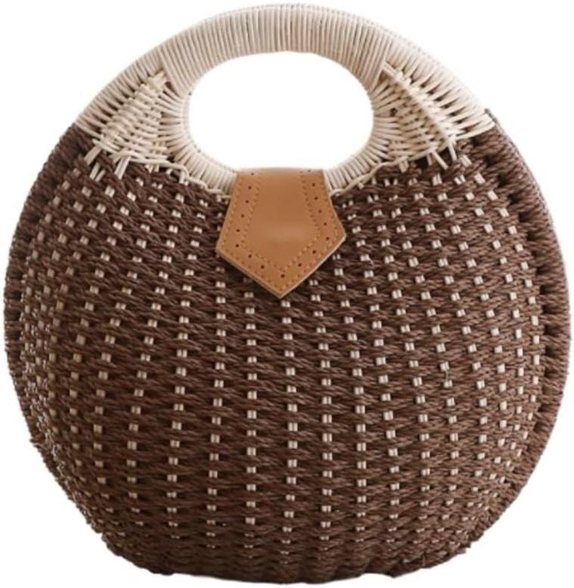 Rieten Draagtas - Stro Handtas - Zomerse Uitjes - Handgeweven Decoratief - 22 cm - Bruin