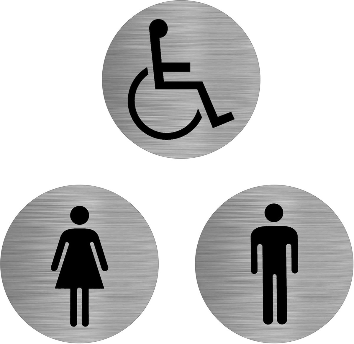 Zelfklevend wc-bord Ø 75 mm 100% aluminium voor dames, heren, gehandicapten - kleedkamer deurbordje voor toiletten (A)