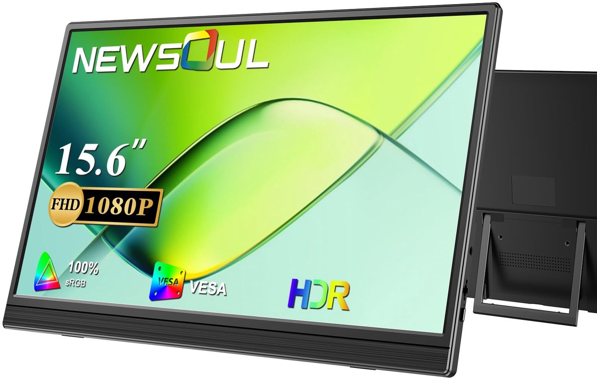 SnelShoppen - Draagbare Monitor 15,6 inch FHD 1080 HDR IPS-display met HDMI Type-C, Geïntegreerde Luidspreker voor Laptop, Pc, PS3/4/5, Switch
