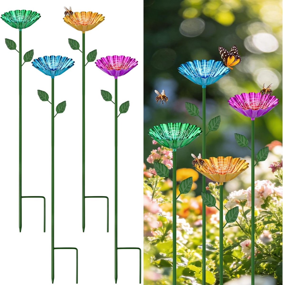 4 stuks bijen drinkbak voor de tuin, bijen insectenbak tuin | Bijenreddingsaccessoires, insectendrinkbak, ecologische ondersteuning, veilig drinkgebied ontwerp voor bijen, vlinders