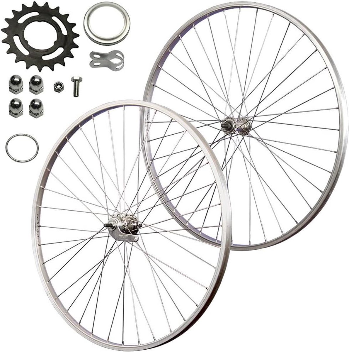 28 inch Wielset - Fietswielen Aluminium - Fietsen Onderhoud - Terugtraprem - 622-19 - Zilver