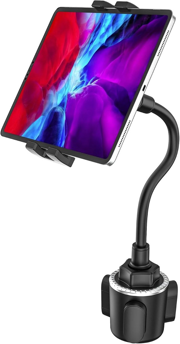 Tablet Houder voor Auto, woleyi iPad & Telefoon Beker Autohouder met Flexibel Lange Zwanenhals [Superstabiele] voor iPad Pro Air Mini, Galaxy Tabs, Huawei, Kindle, iPhone (4-12.9")