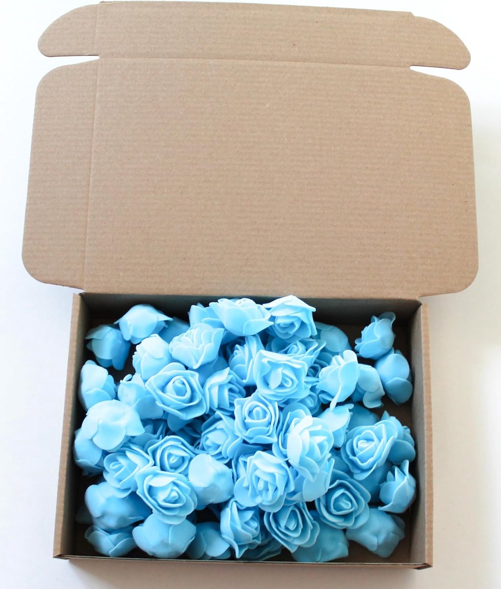 Kunstbloemen, 72 stuks, 3,5 cm, bloemkoppen, mini-foamrozen, voor handwerk, bruidsboeket, strooirozen, knutselen in opbergdoos
