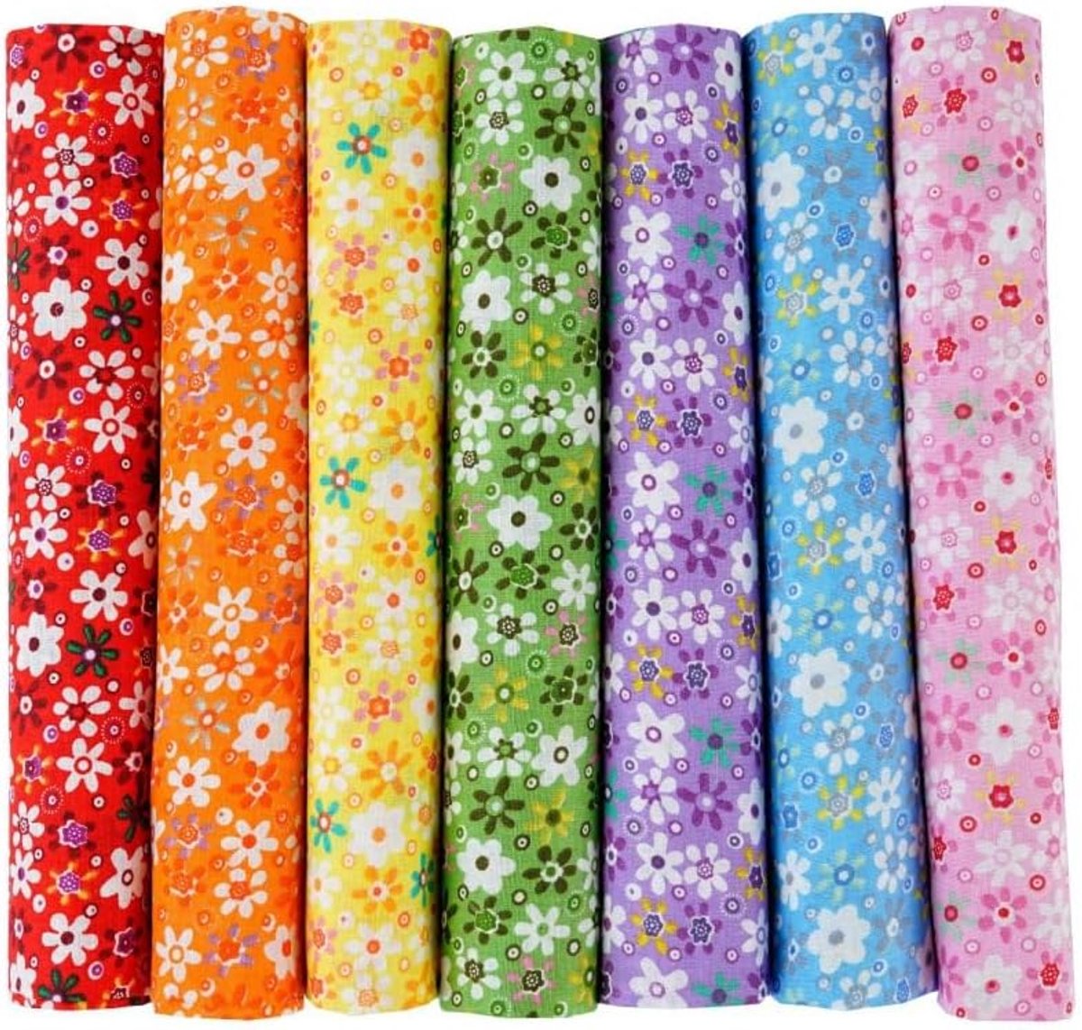 Stofpakket, 7 stuks, 50 x 50 cm, stoffen om te naaien, patchwork, doe-het-zelf, katoenen doek, per meter, stofresten voor kleding, beddengoed, gordijnen, tafelkleden - bloemen #1
