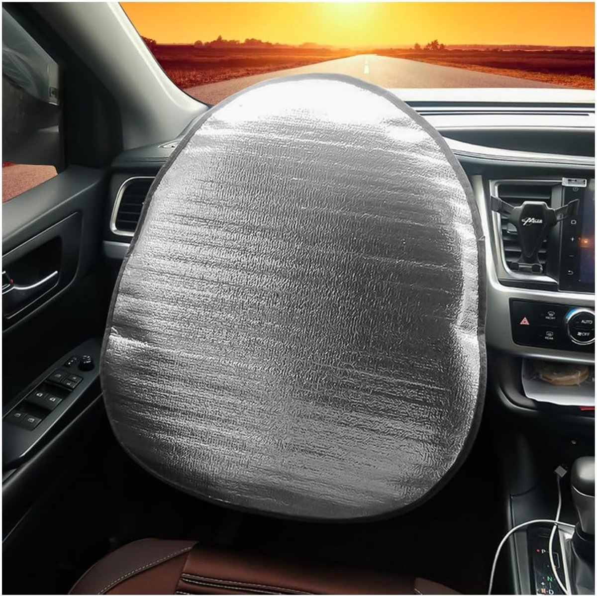 Stuurhoes voor de auto, 50 x 44 cm, hittebescherming, stuurhoes voor de zomer, beschermt het stuur tegen de zon, zonwering, isolatie voor SUV, vrachtwagen, bestelwagen