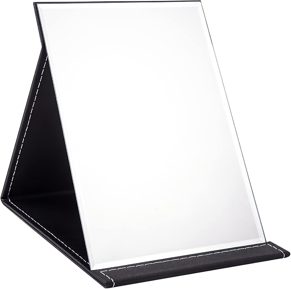 Klapspiegel Draagbare, Tafelspiegel Multi Stand Hoek, Reisspiegel, Super HD Make-up Spiegel, Opvouwbare Spiegel met PU-lederen Hoes, Inklapbare Spiegel - 25x18cm(Zwart)