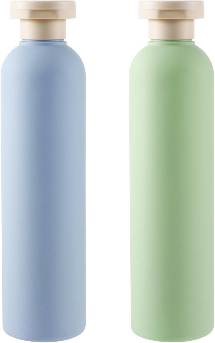 Knijpflessen, 260 ml plastic hervulbare reiscontainers, lege Disc Top Flip Cap flessen voor Shampoo Crèmes Lotion Conditioner (Blauw+Groen)