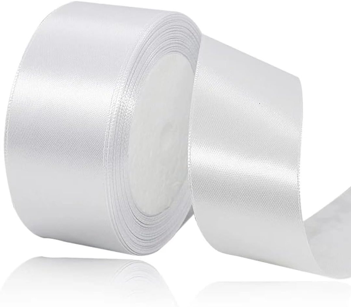 wit 40 mm breed, 23 meter satijnen linten wit stof lintband, kunsthandwerk, kransen, bruiloftsdecoratie, Kerstmis, haarbogen, boeketten, verjaardag en geschenkverpakking