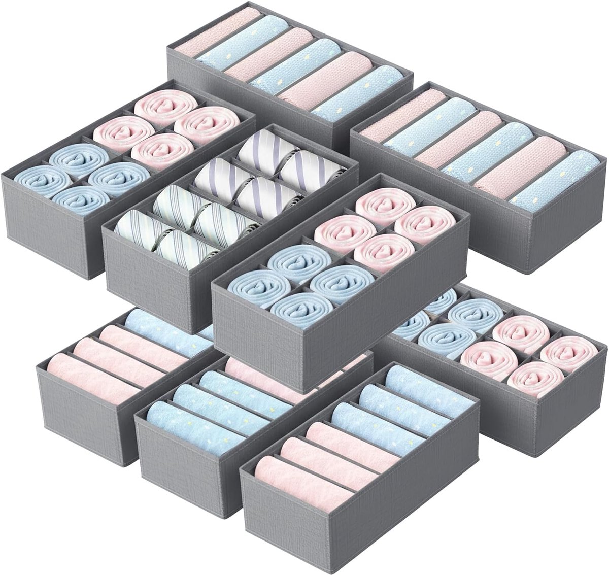 10-delige vouwbare ladderorganisatoren, hoogwaardige kledingkastorganisatie dozen - multifunctioneel voor ondergoed, sokken, babykleding, das