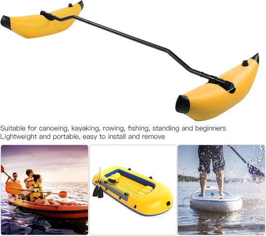 Opblaasbare Kajakstabilisator - Drijvende Bootaccessoire - Watersport Stabiliteit - Inclusief Reparatieset - 75 cm - Geel — afbeelding 5