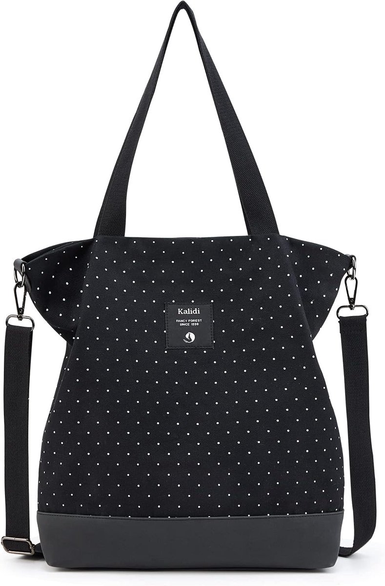 Schoudertas dames groot - canvas zwart - casual hobo bag - ideaal voor school en werk - SnelShoppen