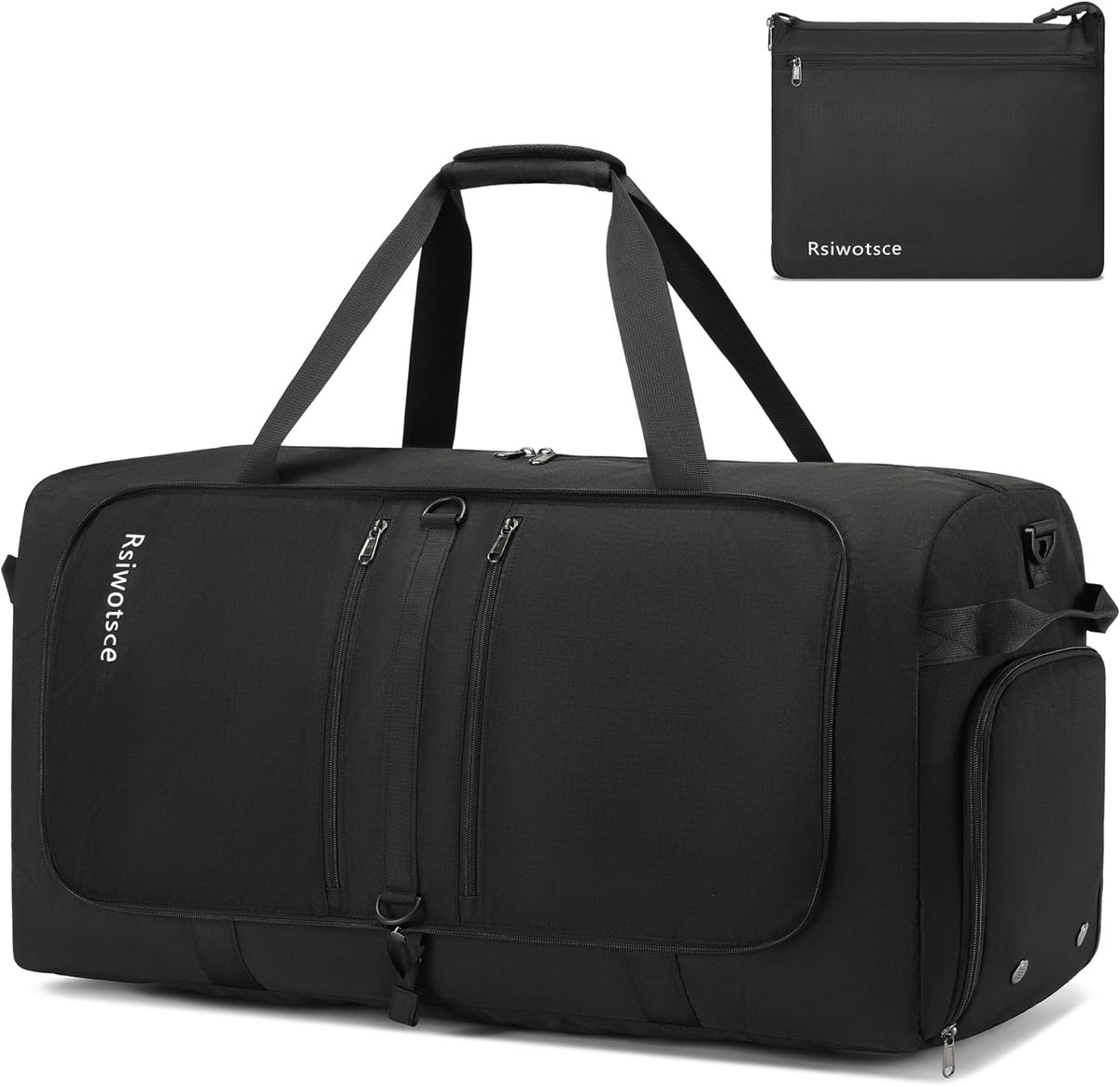 SnelShoppen - Opvouwbare Reistas Groot 110 Liter met Schoenenvak, Handbagagetas 76 x 34 x 43 cm, Waterdichte Sporttas voor Heren/Dames, Zwart, Ideaal