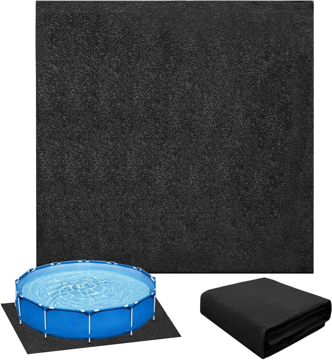 SnelShoppen - Antislip zwembadmat van vilt 2x2m - Warmte-isolatie voor whirlpool en zwembad - Vierkante mat voor tuin, camping, kinderen en feesten