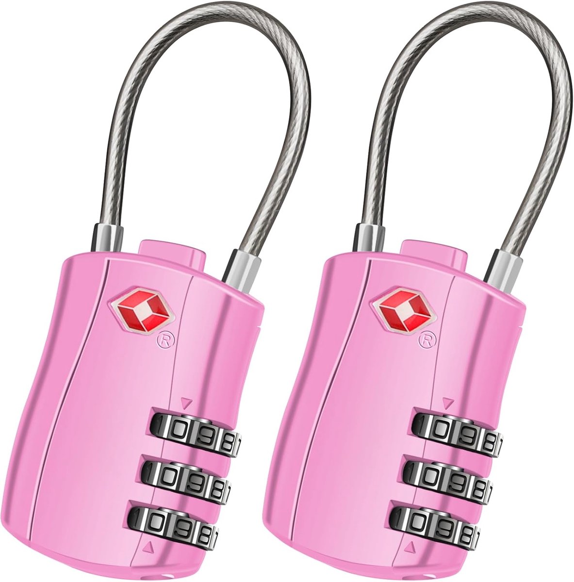 TSA-sloten 3-cijferig - roze - 2 stuks kofferslot - veilig op reis - SnelShoppen
