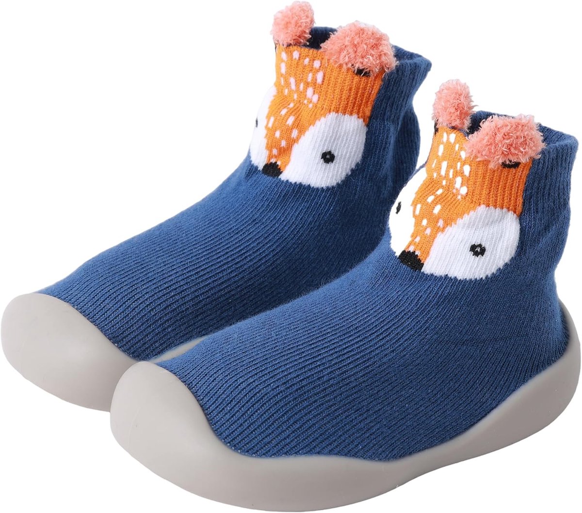 SnelShoppen - Baby Antislip Eerstestapenschoenen Uniseks 9-24 Maanden - Zachte Rubberzool Sokschoenen met Schattige Cartoonafdrukken voor Kinderen