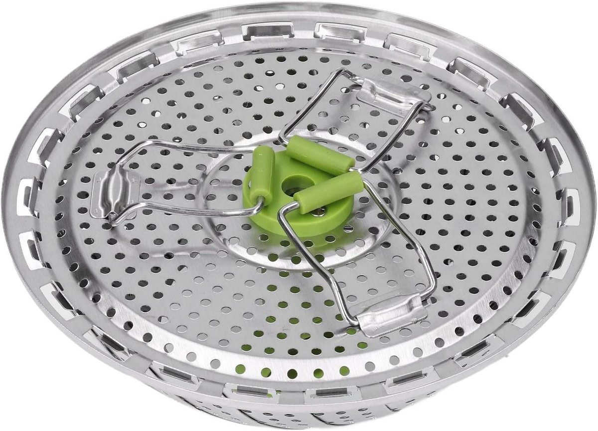 Stoommand Roestvrij Staal - Kookmand Opvouwbaar - Gezond Koken - Ruimtebesparend Ontwerp - 33 cm Diameter - Zilver