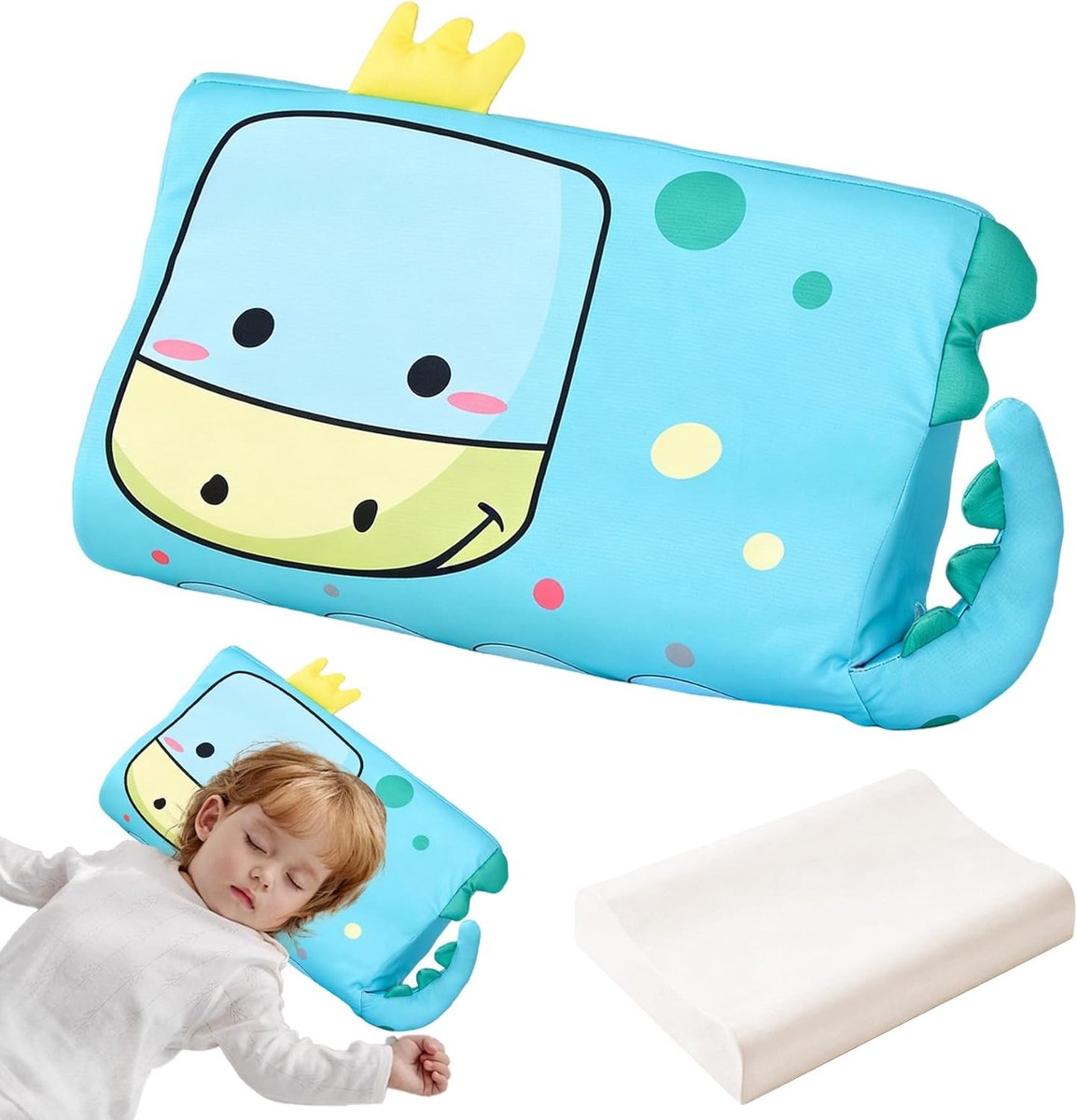 SnelShoppen - Kinderkussen met Traagschuim, Ergonomisch Comfortkussen voor Kinderen, Ademend en Huidvriendelijk, Schattig Diermotief, 45 x 27 cm, Perf