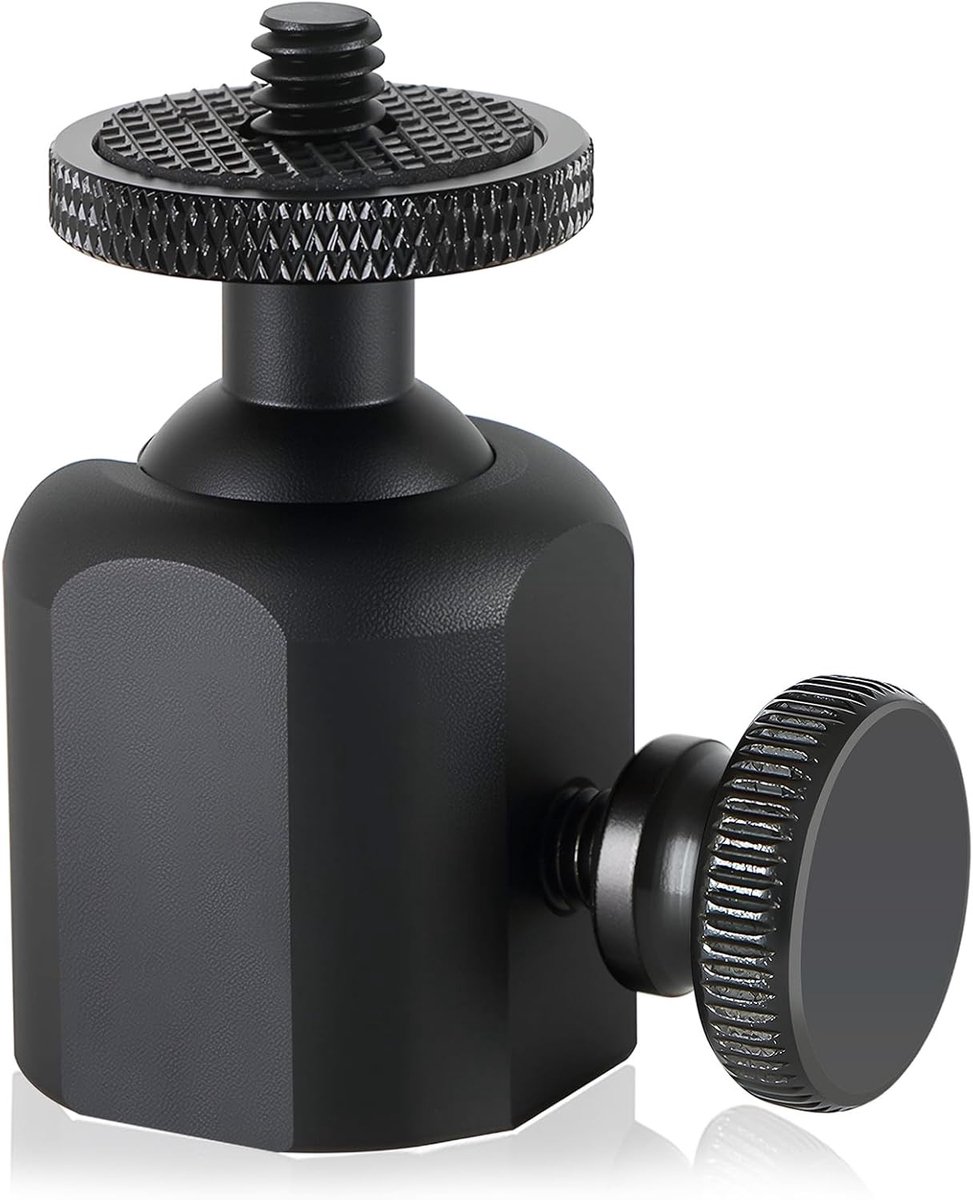 Mini ball head 1/4 inch met 360° rotatie voor camera's, statieven en projectoren - veelzijdige adapter voor DSLR, smartphone en trailcamera's